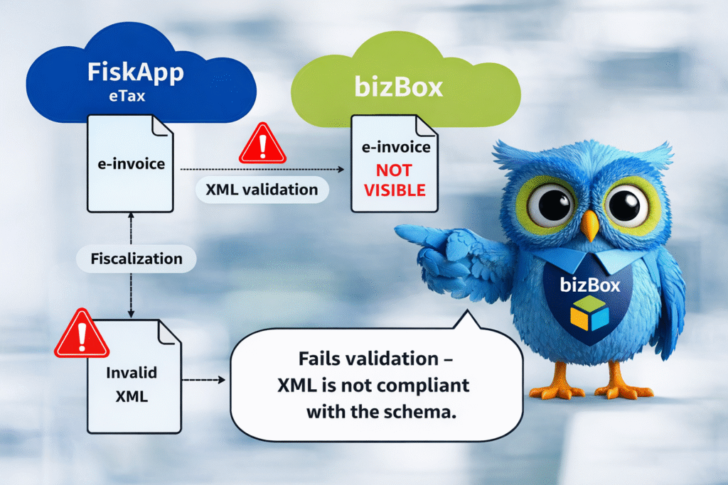 What to do if the received e-invoice is not visible in the system?